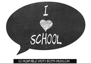 Free Printable I heart school, speech bubble prop