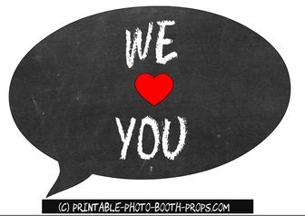 Free Printable We Heart You Speech Bubble Prop