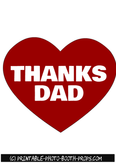 Free Printable Thanks Dad Heart Prop