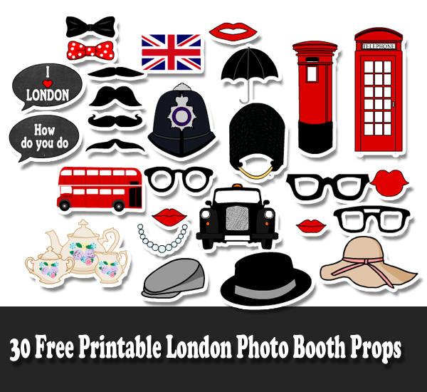 30 Free Printable London Photo Booth Props